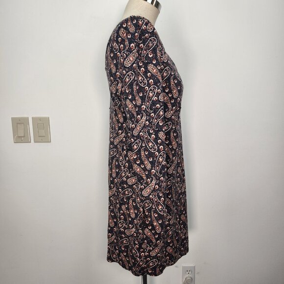 Boden Sweetheart Mini Dress 14R Multi Paisley Blooms Jersey Knit Long Sleeve - Picture 4 of 10